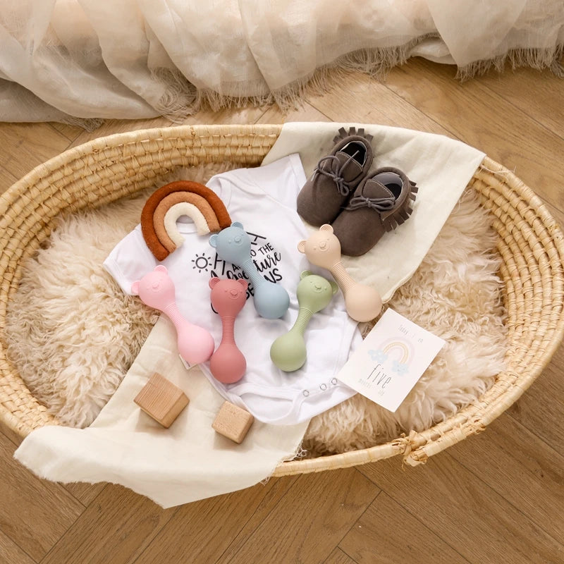 359-Hochets en Silicone pour Bébé – Maracas Ourson