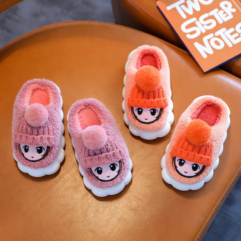 256-Chaussons en Coton Antidérapants pour Filles - Hiver Douillet et Amusant