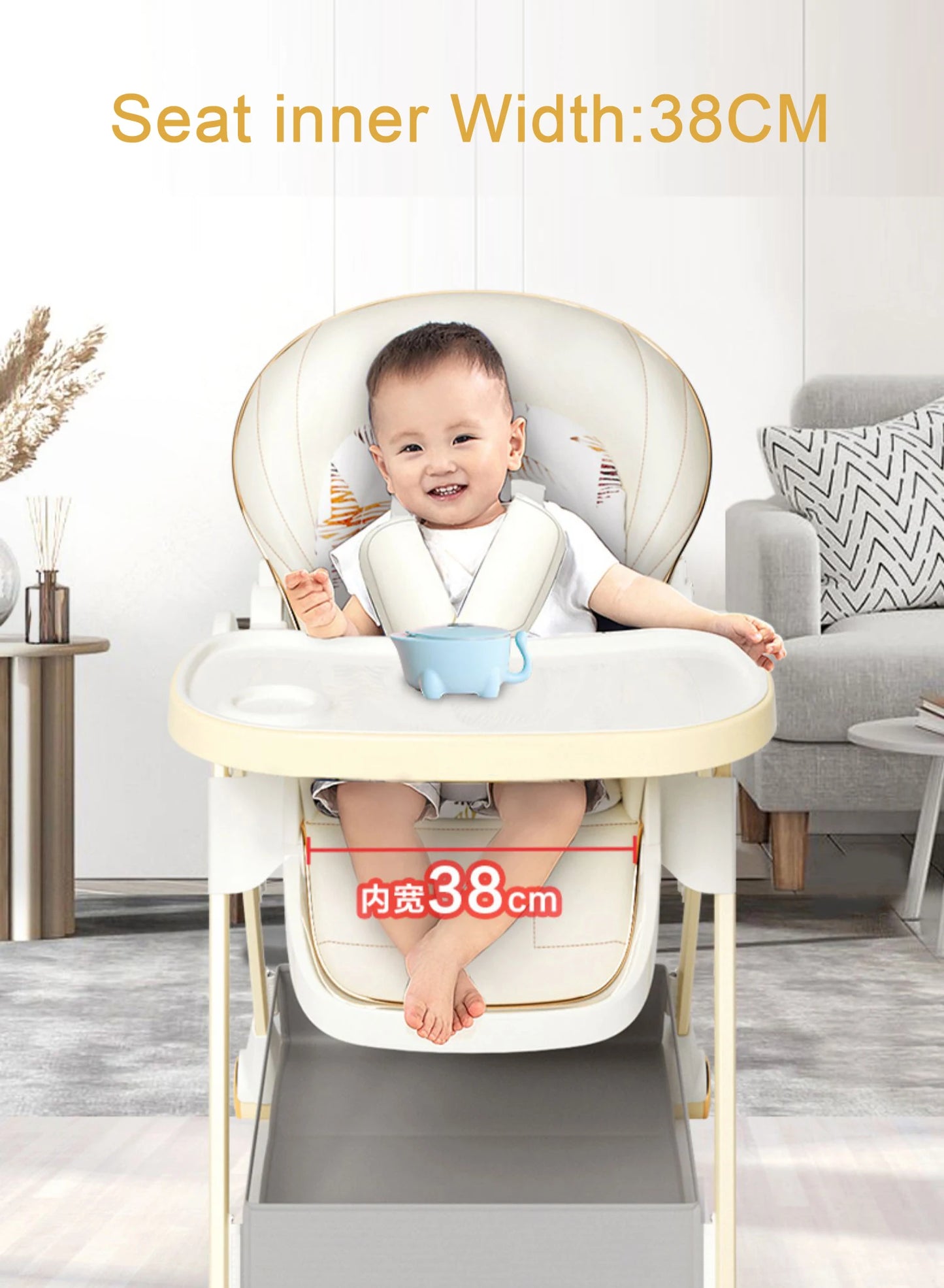 854-Chaise Haute Pliable pour Bébé – Confort et Praticité