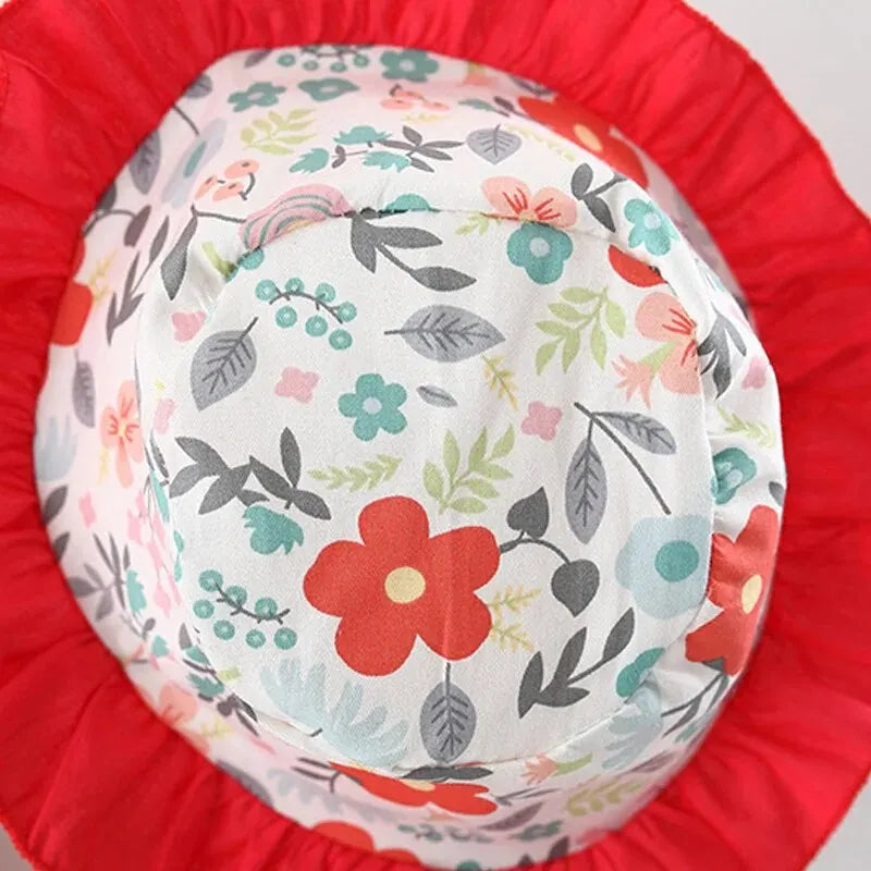 113D-Robe Fleurie d'Été pour Bébé Fille – Sans Manches avec Chapeau de Soleil