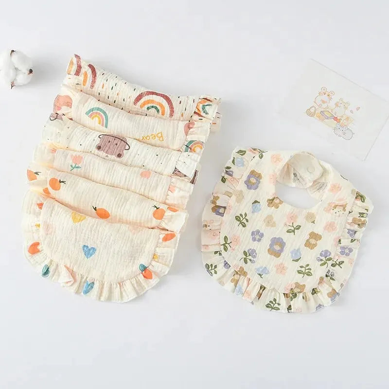 380-Lot de 2 Bavoirs à Bavette pour Bébé – Style Floral avec Volants en Coton Doux