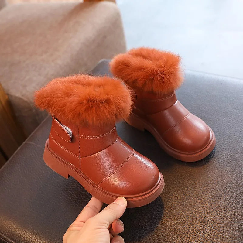 132C-Bottines Casual en Polyester pour Enfants – Élégance et Confort d'Hiver