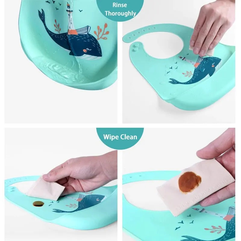 370-Bavoirs Bébé Ajustables – Styles Variés avec Motifs Animaliers et Imperméables
