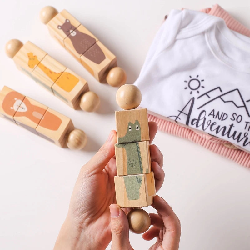 362-Hochet Musical Montessori en Bois - Jouet Éducatif pour Bébé et Enfants